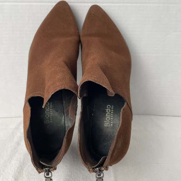 Blondo Waterproof Brown Suede Cutout Ankle Bootie - Picture 5 of 8